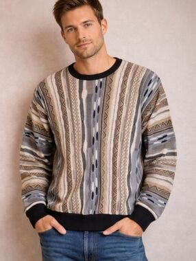 Pronto Uomo Men's Pullover Sweater Size XL Vintage 80's 90's Cosby Grandpa